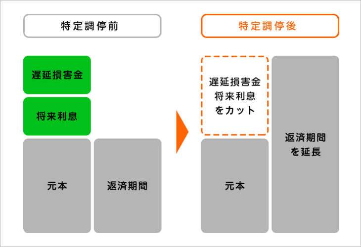 特定調停前と特定調停後の画像